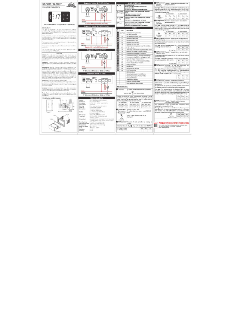 Sub Zero Temperature Controller | PDF