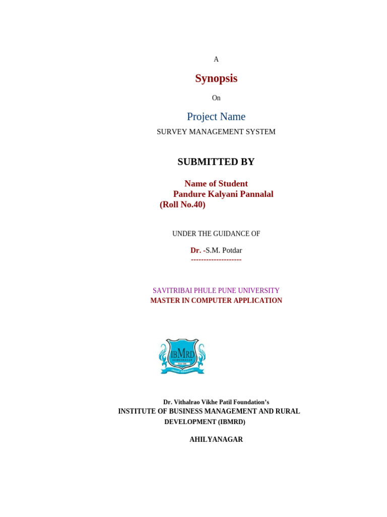 Synopsis Format 2025 26 Session II | PDF | Information Science ...