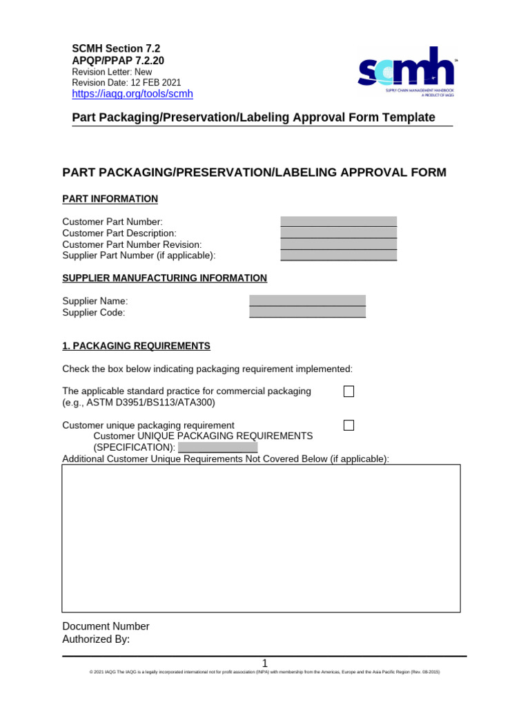 SCMH 7.2.20 Packaging Preservation Labeling Approval Form Template Rev ...