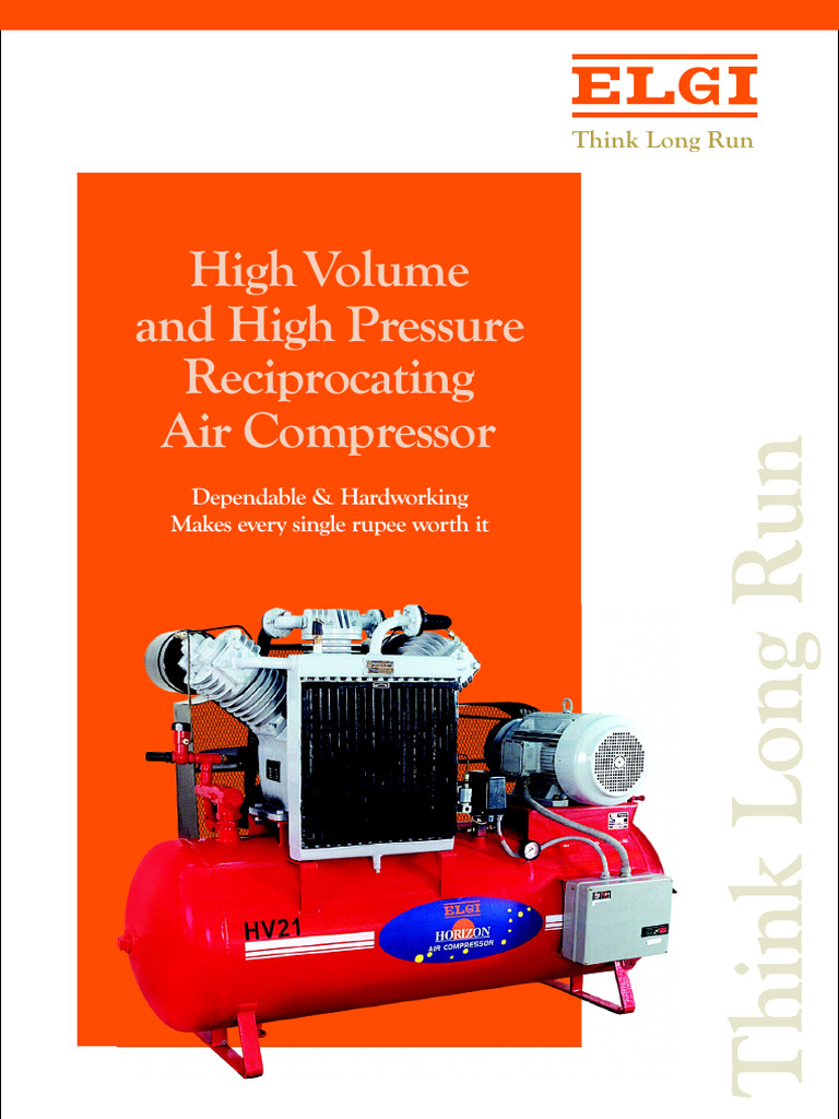 High Volume and High Pressure Reciprocating Air Compressors ELGI | PDF ...