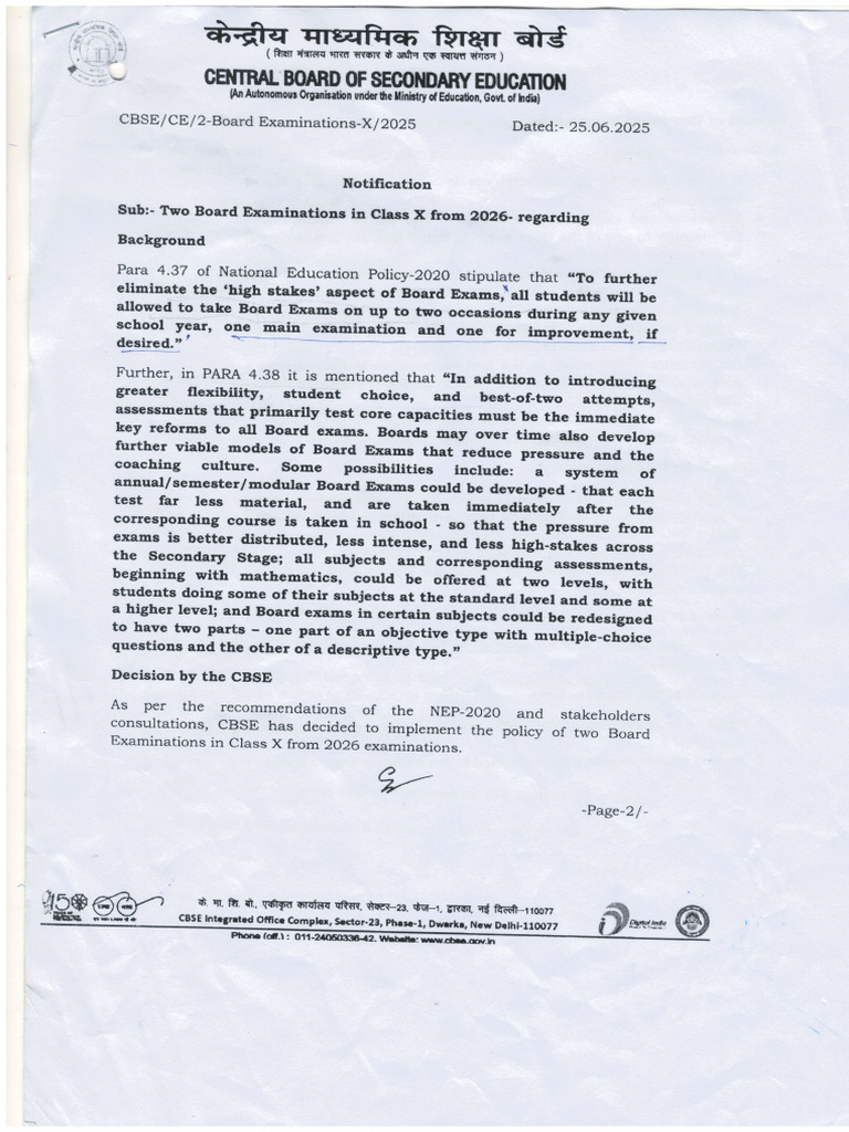 CBSE Notification | PDF | Educational Assessment And Evaluation ...