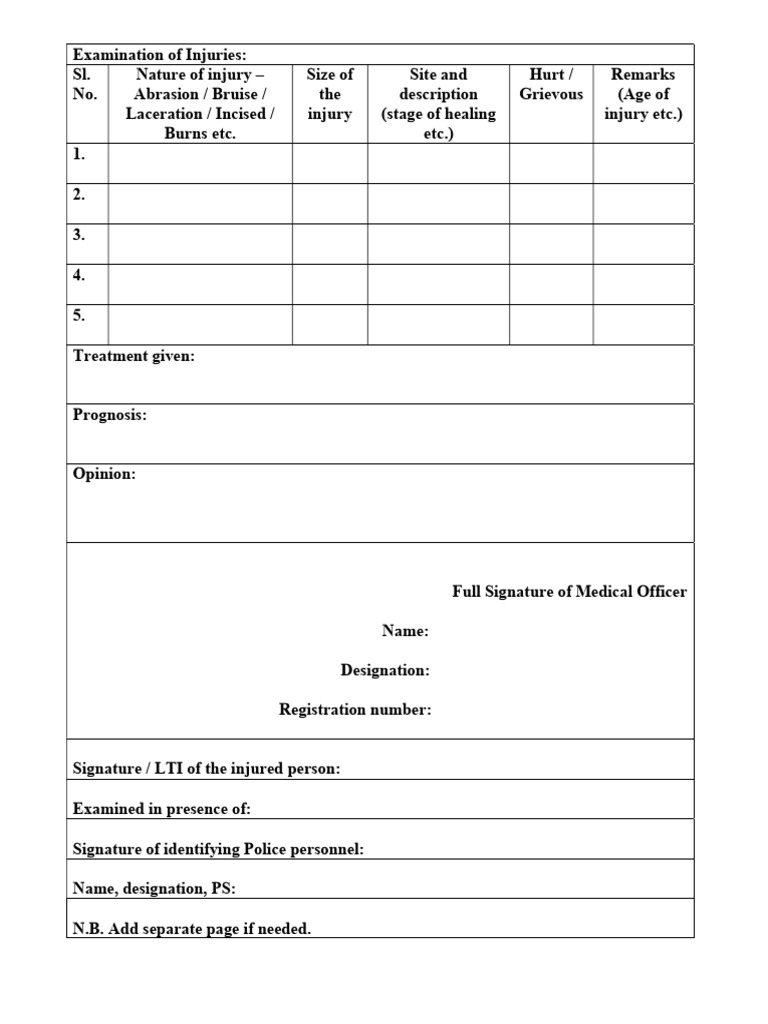 Injury Report Format Final 2 | PDF