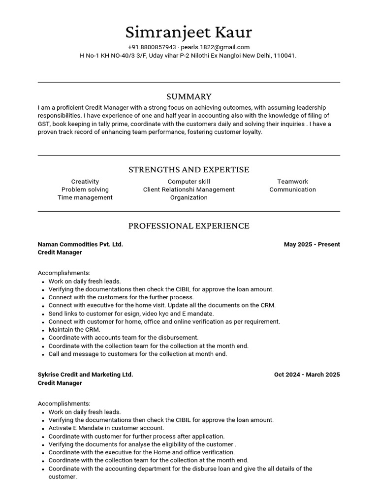 Simran Resume 1997 1 | PDF | Business