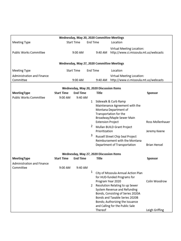 Committee Schedule | PDF