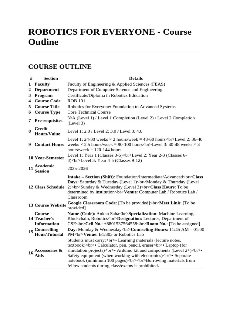 Robotics For Everyone Structured | PDF | Robot | Robotics