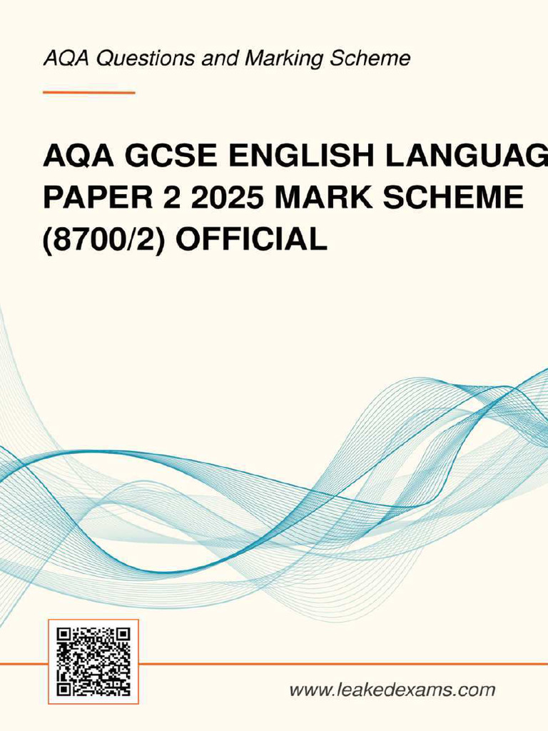 Aqa Gcse English Language Paper 2 2025 Mark Scheme (8700/2) Official ...