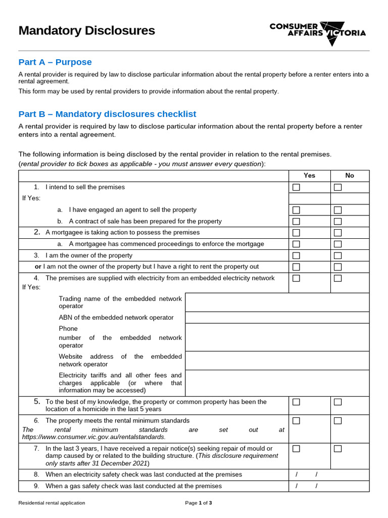 Mandatory Disclosure Checklist | PDF | Renting | Environmental Law