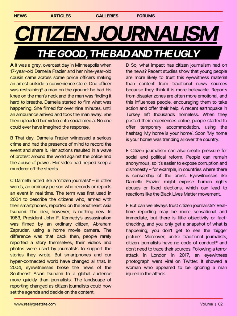 Citizen Journalism Reading | PDF | News | News Media