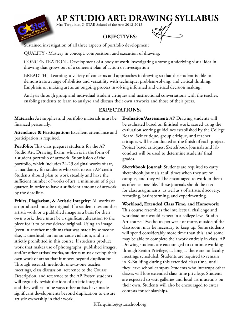 Ap Drawing Syllabus PDF Drawing Paintings