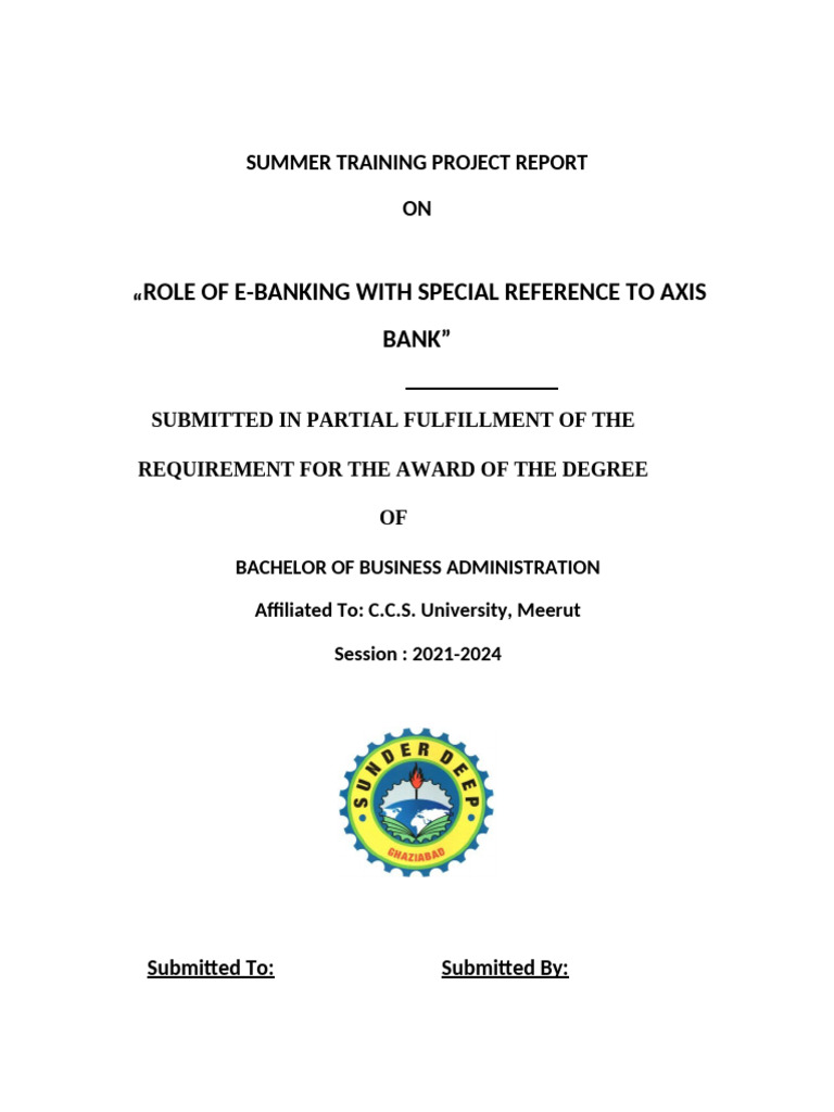 Summer Training Project Report | PDF | Banks | Cheque