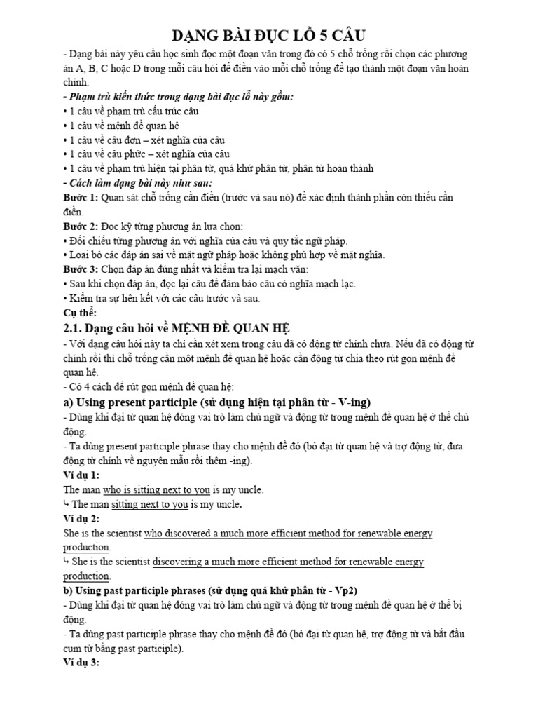 Dang Bai Doc Duc Lo 5 Cau | PDF