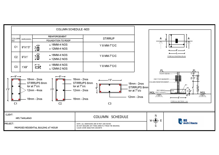 Column Schedule: Reinforcement Foundation To Roof | PDF | Civil ...