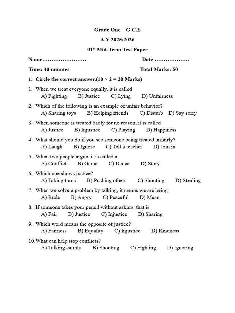Grade One - Gce | PDF