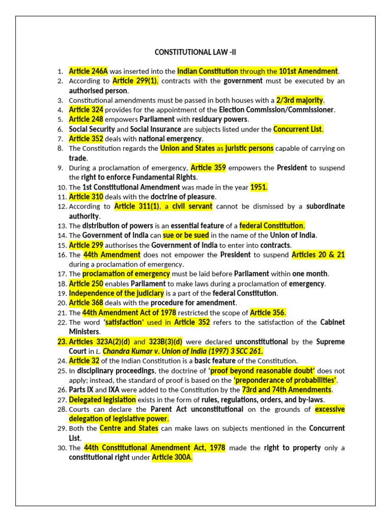 Constitutional Law - II | PDF | Political Science | Governance