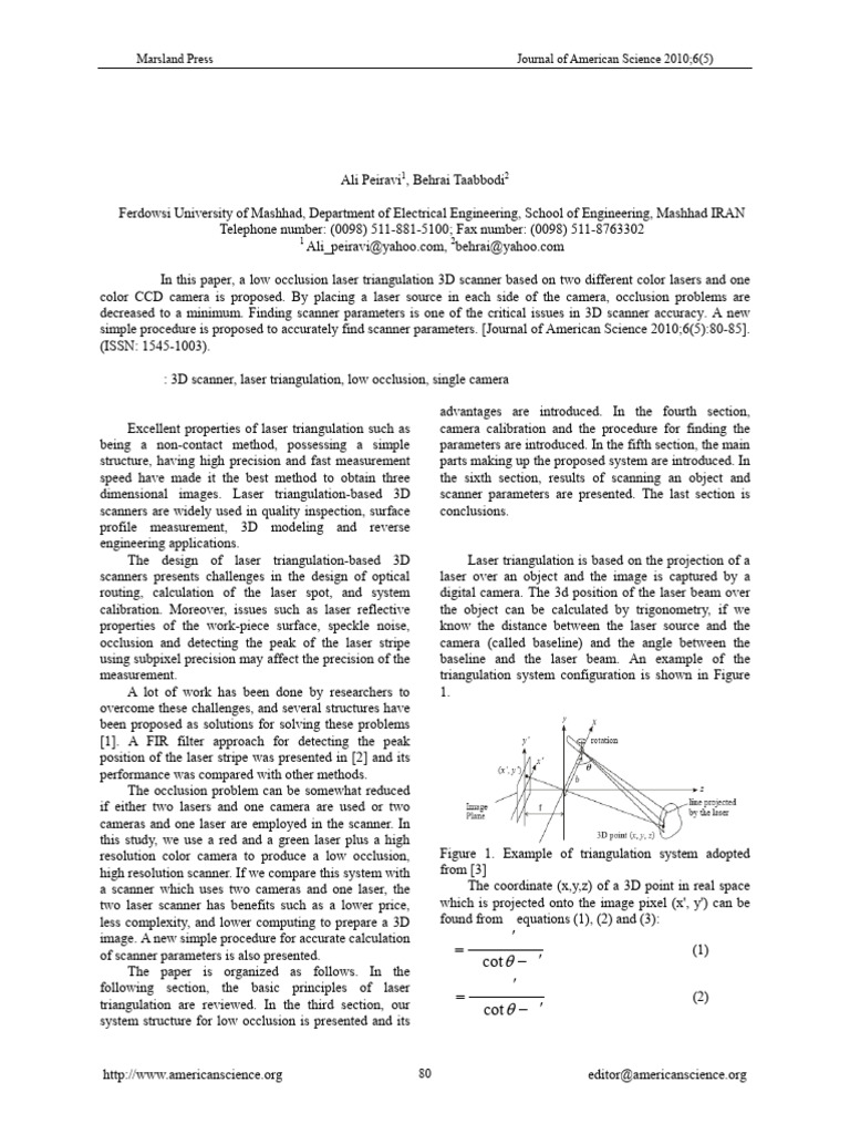 A Reliable 3D Laser Triangulation-Based Scanner Wi | PDF | Image ...