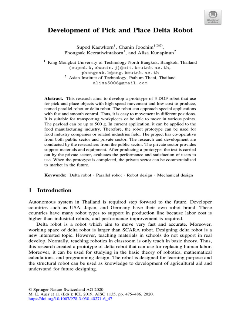Development of Pick and Place Delta Robo | PDF | Robot | Robotics