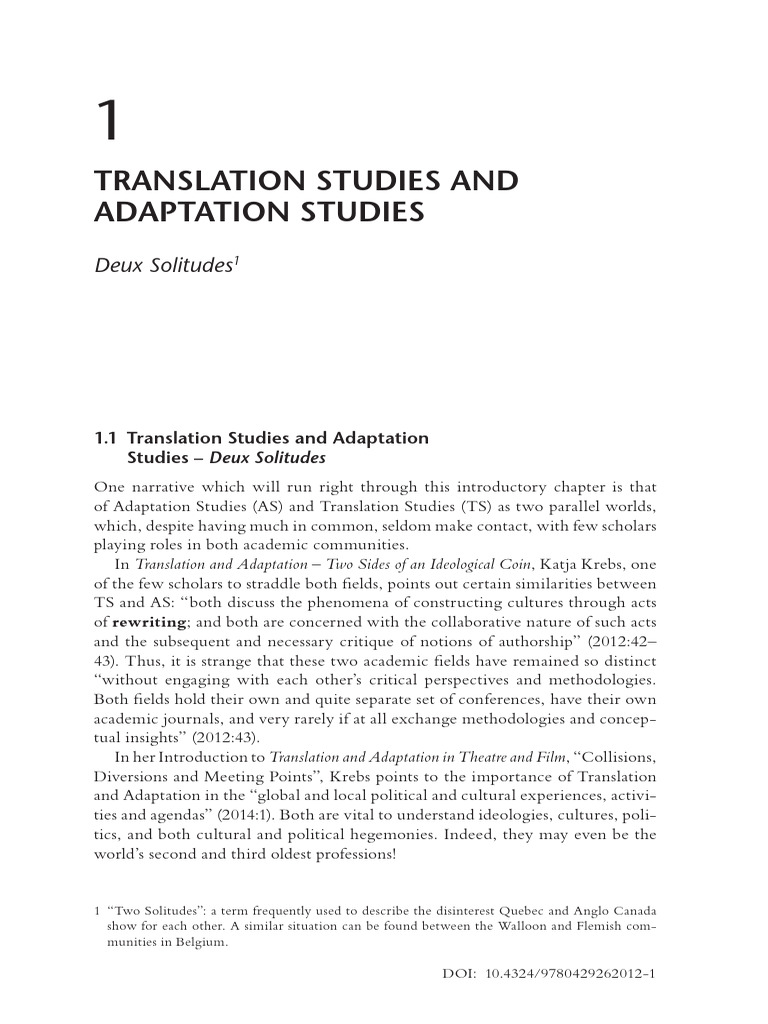 Translation Studies and Adaptation Studies | PDF | Translations