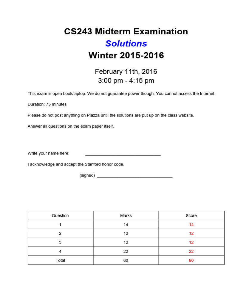 Midterm w16 Sol | PDF | Pointer (Computer Programming) | Computer Science