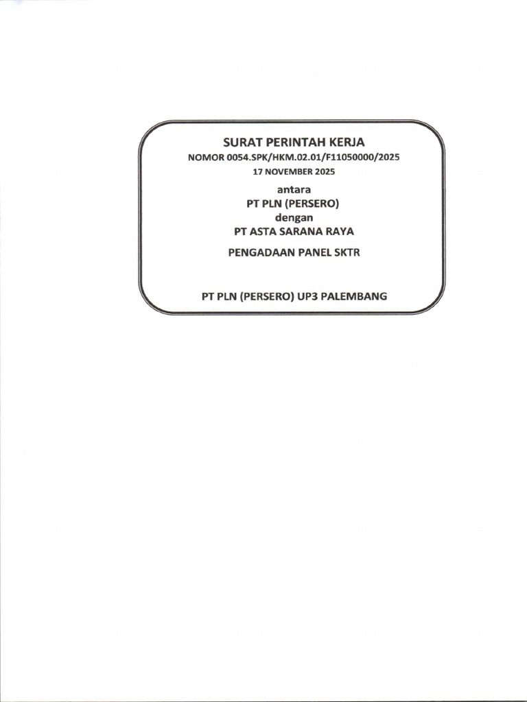 0054.SPK Saja Pengadaan Panel SKTR PT. Asta Sarana Raya | PDF