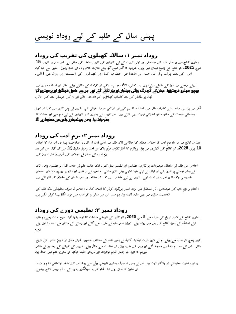 Rudad Nawesi 1st Year Urdu | PDF