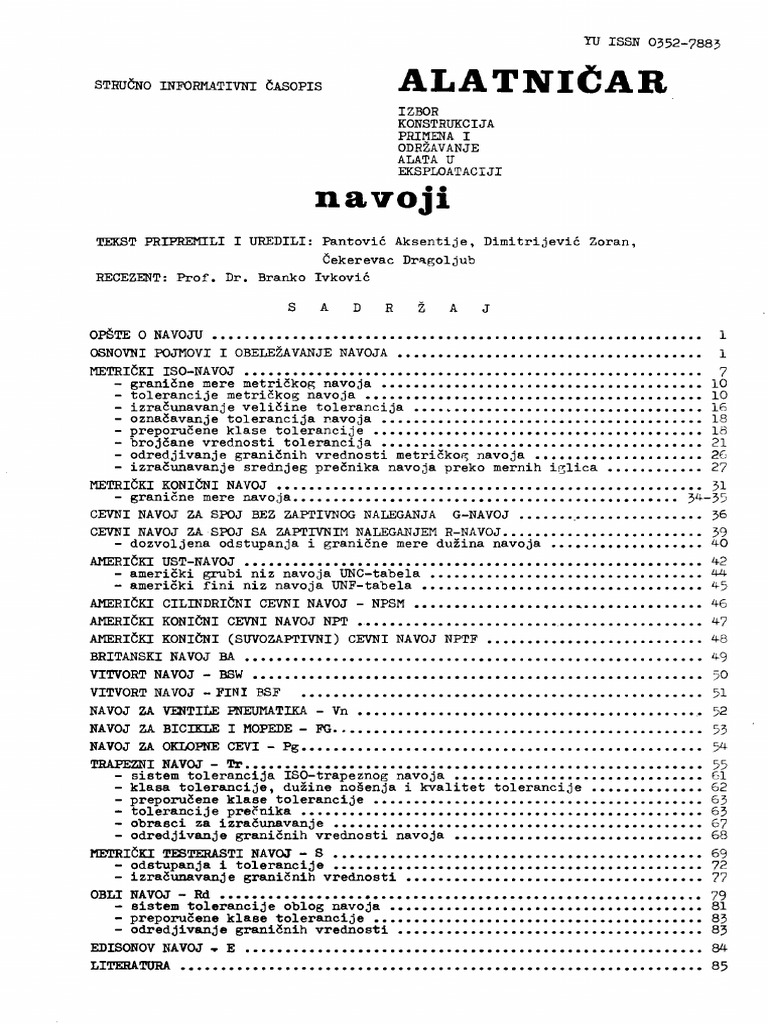 Alatničar Navoji | PDF