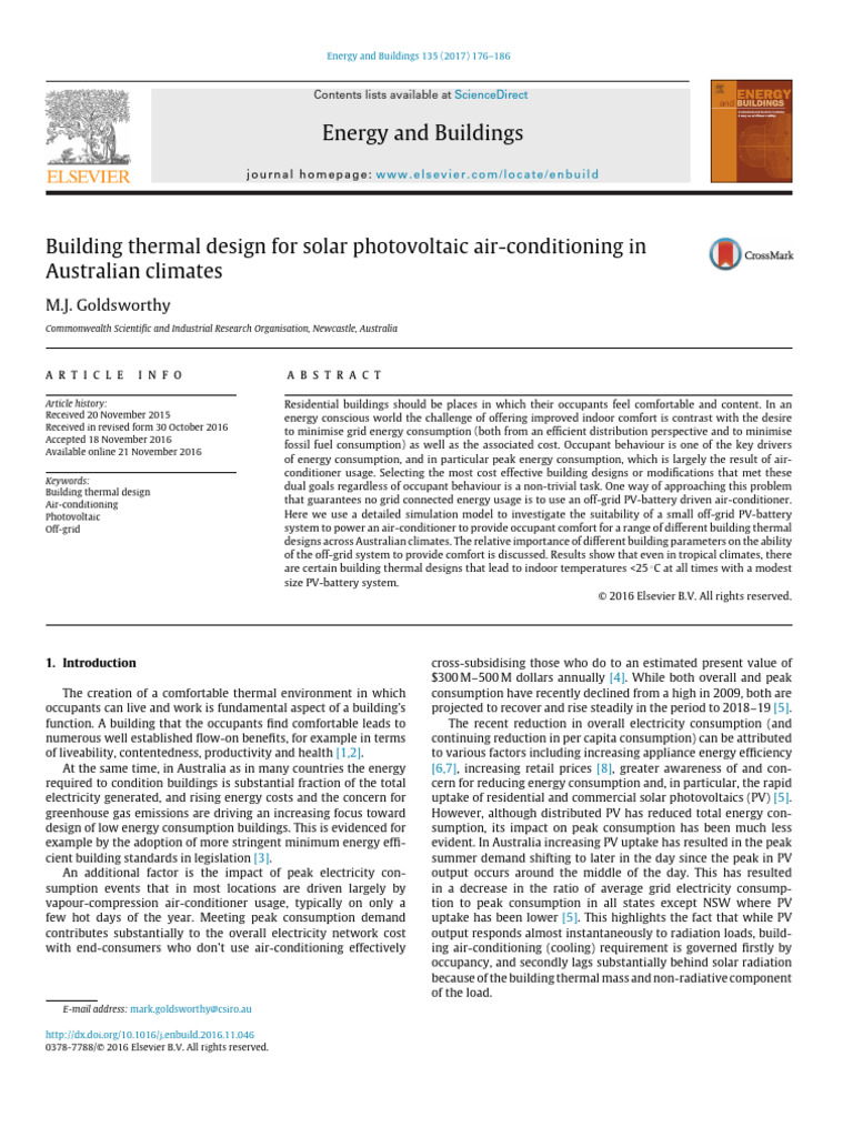 Building Thermal Design For Solar Photovoltaic Air-Conditioning in ...
