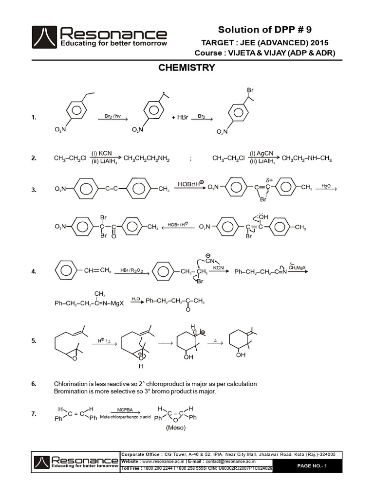 Chemistry DPP Solution | PDF | Chemical Substances | Chemistry