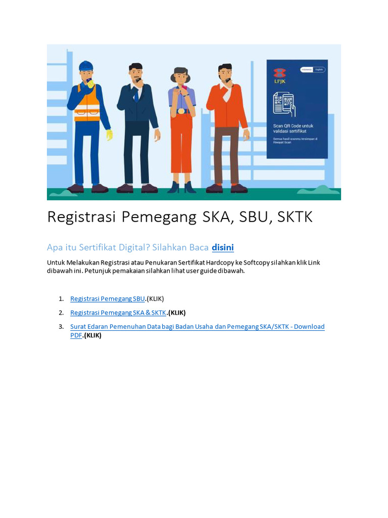 Registrasi Pemegang SKA, SBU, SKTK | PDF