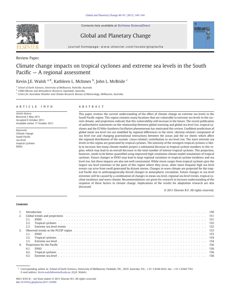 Climate Change Impacts On Tropical Cyclones and Extreme Sea Levels in ...