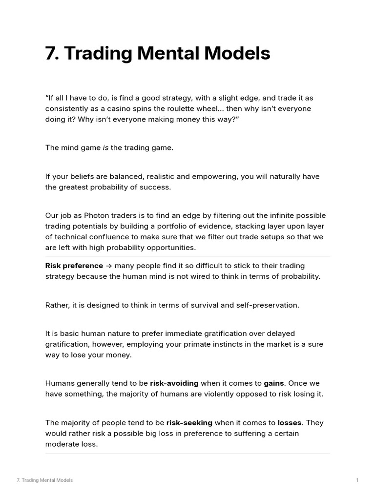 Trading Mental Models | PDF | Probability | Cognition