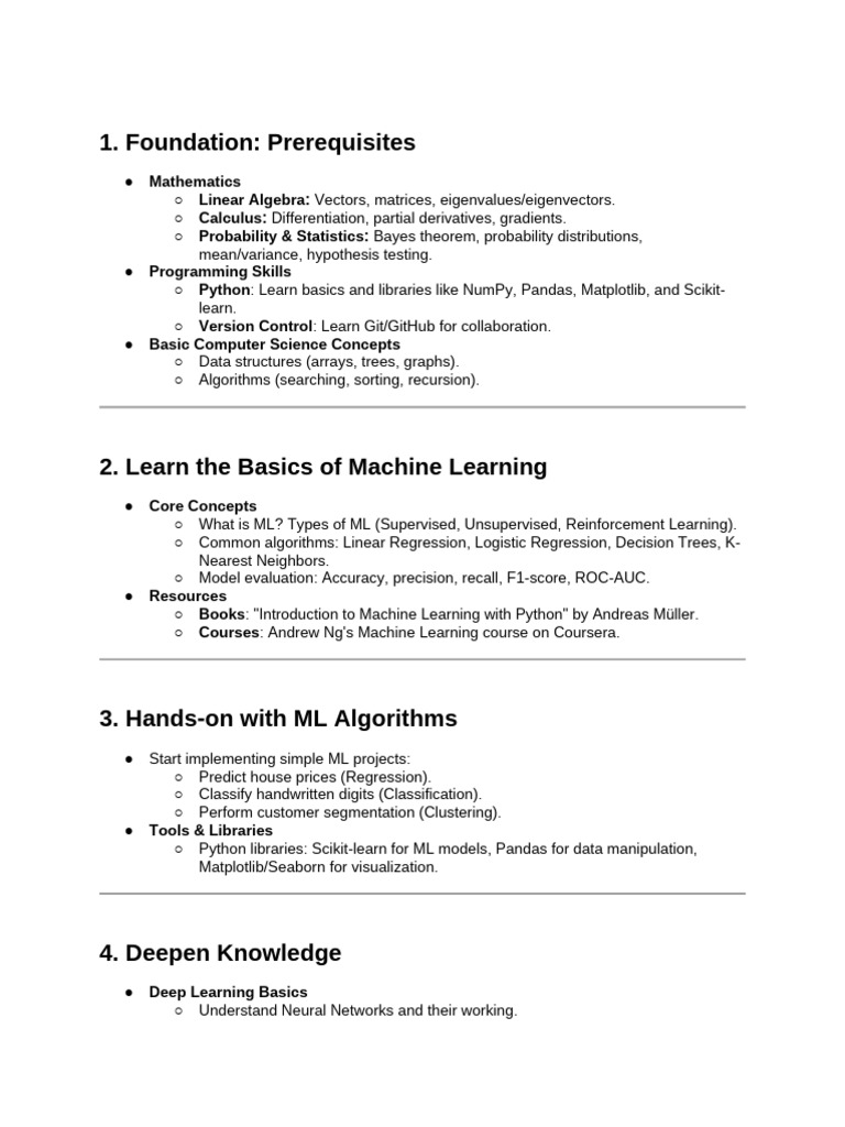 ML Roadmap | PDF | Machine Learning | Deep Learning