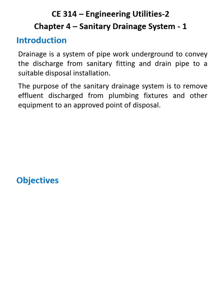 04 Sanitary Drainage System Part 1 | PDF | Sewage | Storm Drain