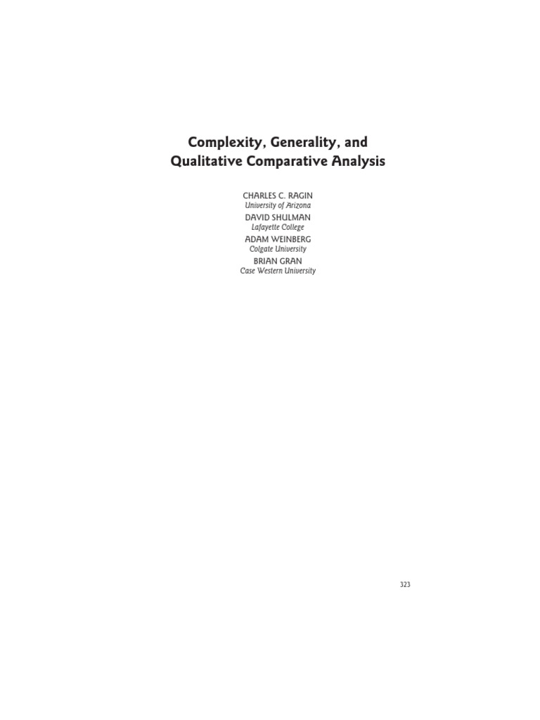 Complexity, Generality, and Qualitative Comparative Analysis | PDF ...