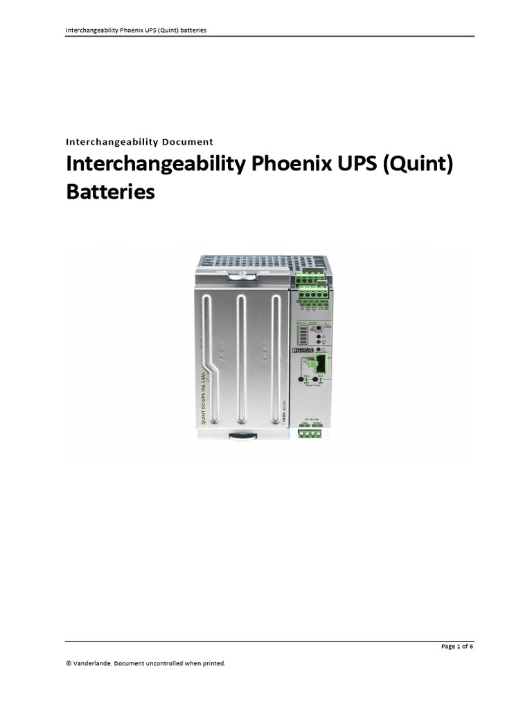 Interchangeability Document Phoenix UPS Batteries Replacement | PDF ...