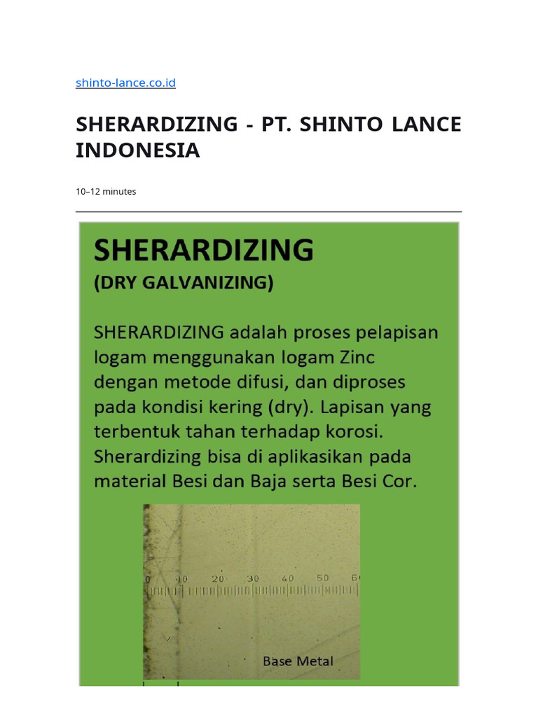 Sherardizing - Pt. Shinto Lance Indonesia | PDF