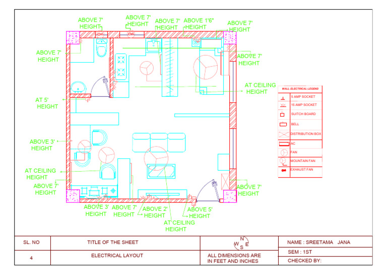 Sl. No Title of The Sheet Electrical Layout All Dimensions Are in Feet ...