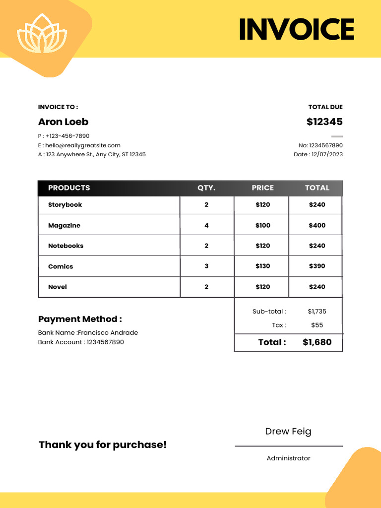 Elllo Minimalist Business Invoice | PDF