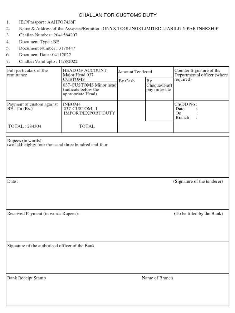 Custom Challan | PDF