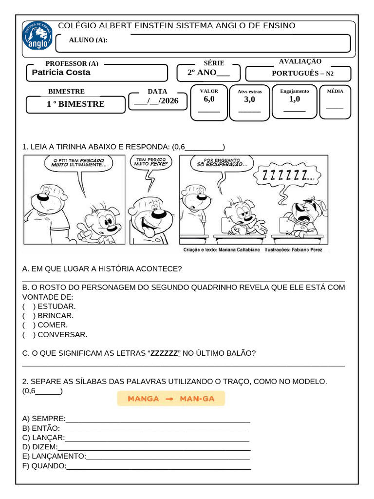 PROVA DE PORTUGUES 2°ANO n2 | PDF | Linguística | Idiomas