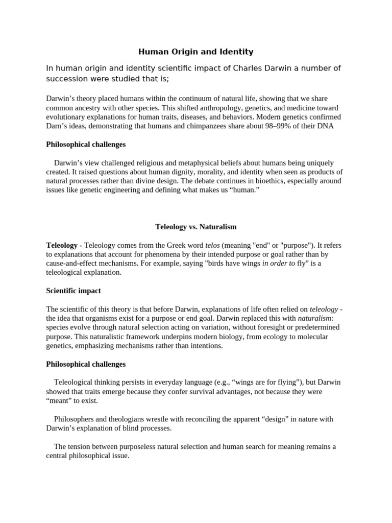 Human Origin and Identity | PDF