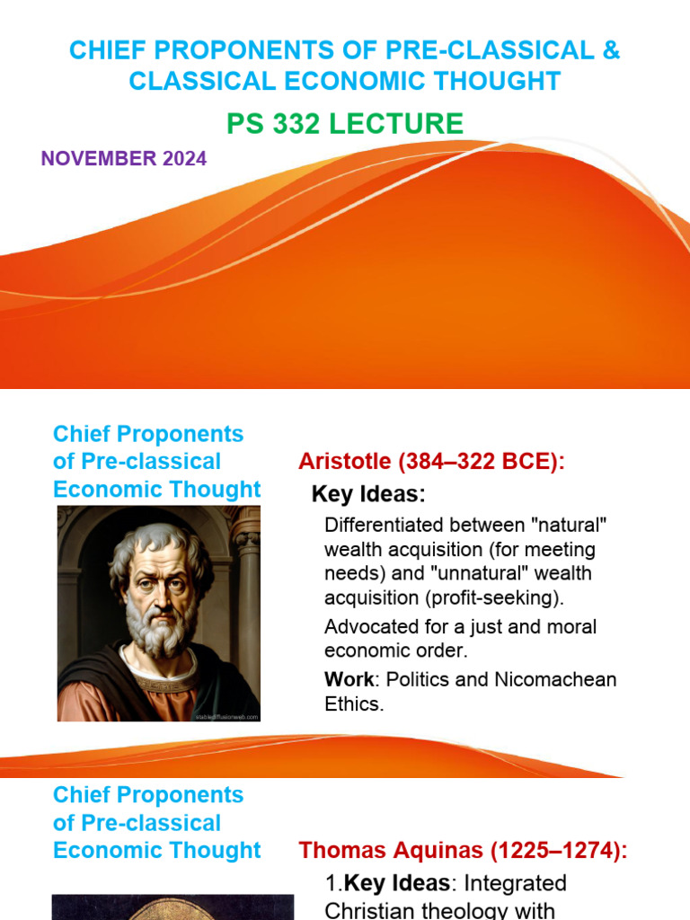 Ps 332 Lecture On Pre Classical & Classical Economic Thought | PDF ...