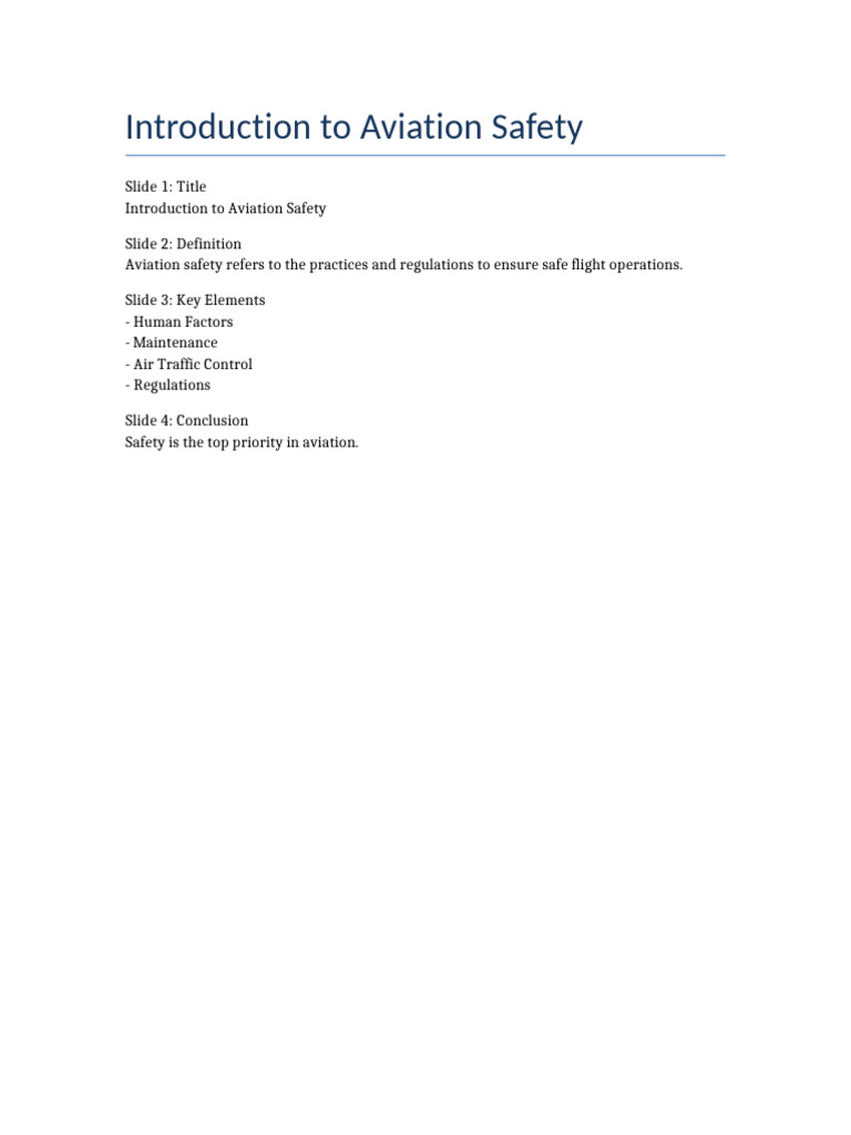 Introduction To Aviation Safety | PDF
