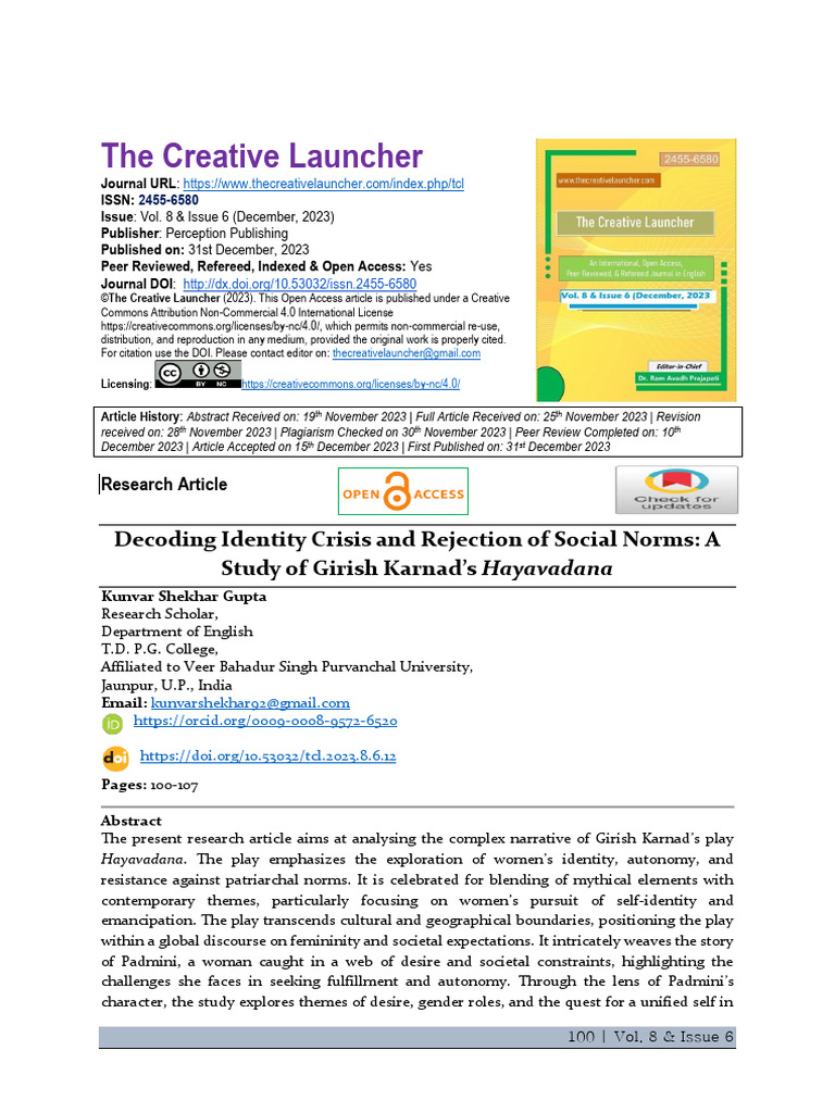 Decoding Identity Crisis and Rejection of Social N | PDF
