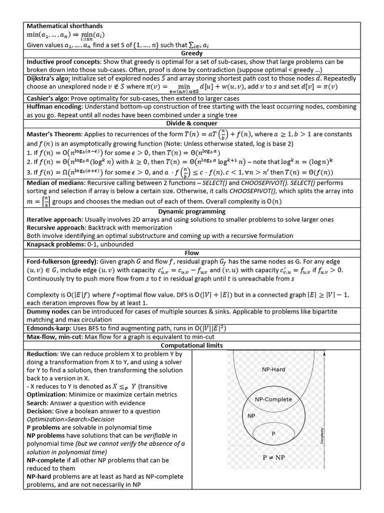 CS202 Algo Design Cheatsheet | PDF | Linear Programming | Combinatorics