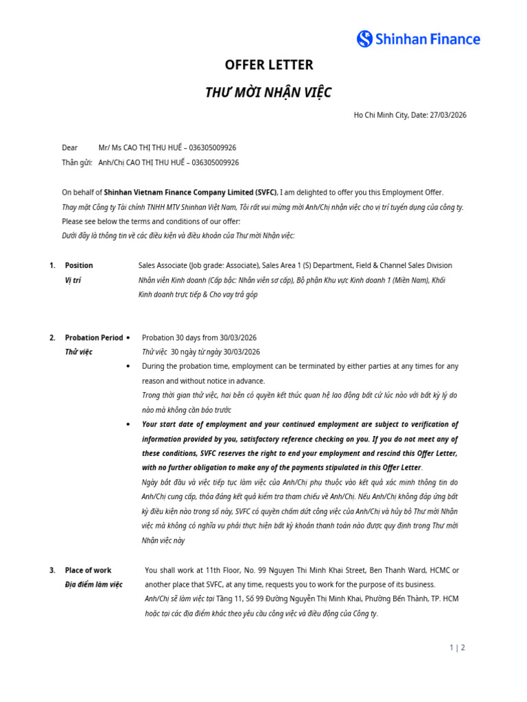 Offer Letter | PDF