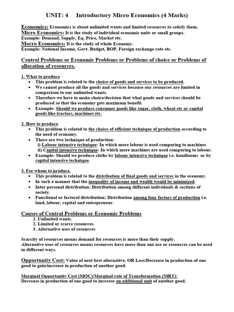 Unit 1 Micro Introduction | PDF | Economies | Economics