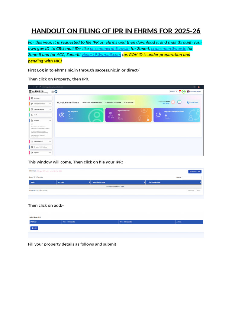 Handout On IPR in EHRMS 2025-26 | PDF