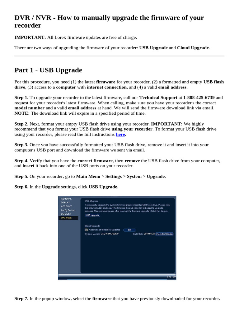 Manually Updating DVR Lorex | PDF | Usb | Usb Flash Drive