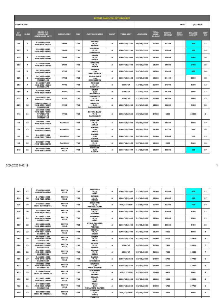 2025 Collection Sheet - Coll Sheet-25 (27) - 1 | PDF