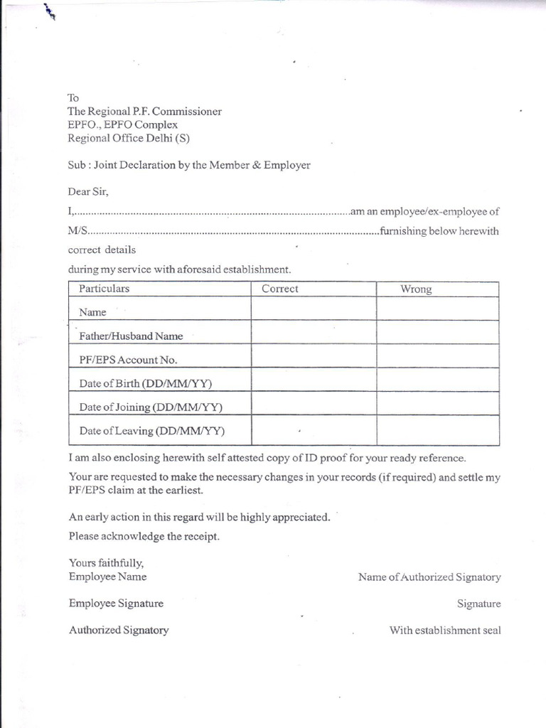 PF Joint Declaration Form | PDF